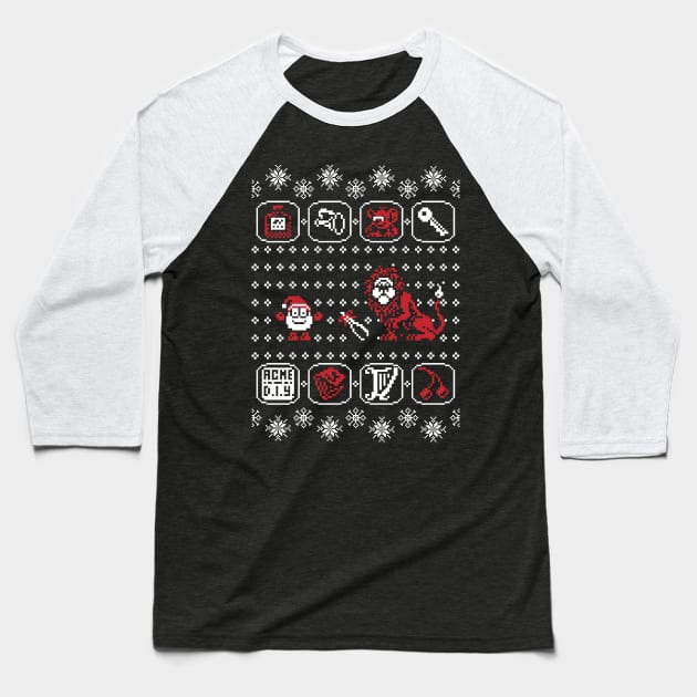 Dizzy Yolkfolk Ugly Christmas Sweater Baseball T-Shirt by RetroReview